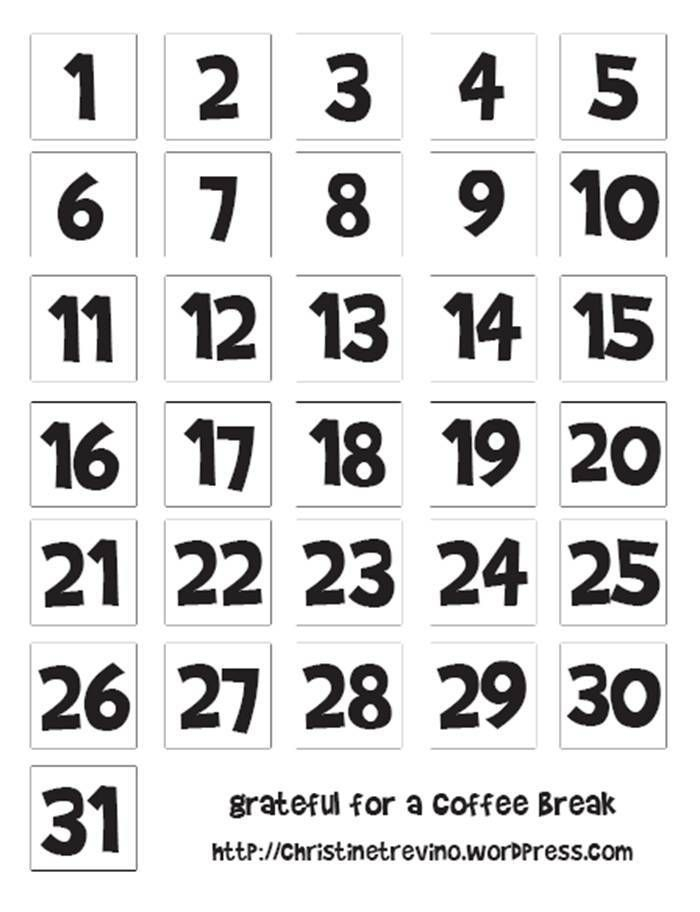 Printable Numbers For Calendars | Printable Calendar