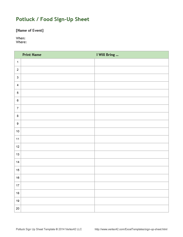 Printable Sign Up Sheets | Sign Up Sheets, Templates