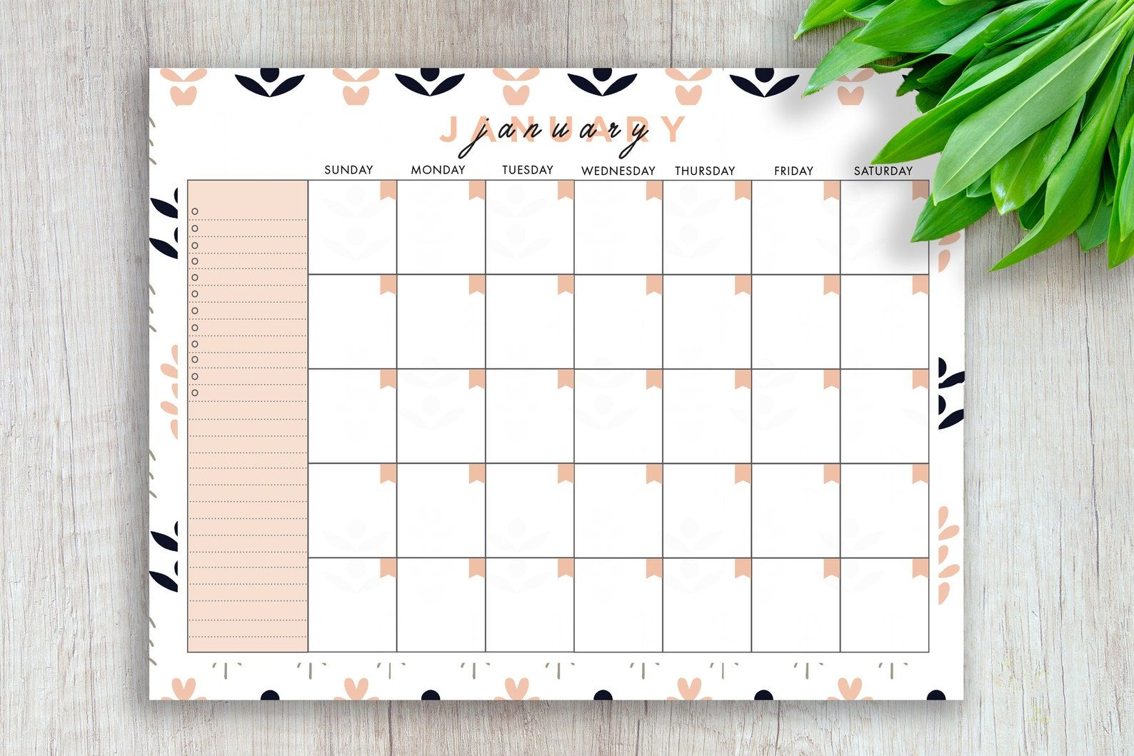 Printable Undated Monthly Calendar : 8 5 X 11 In | Etsy
