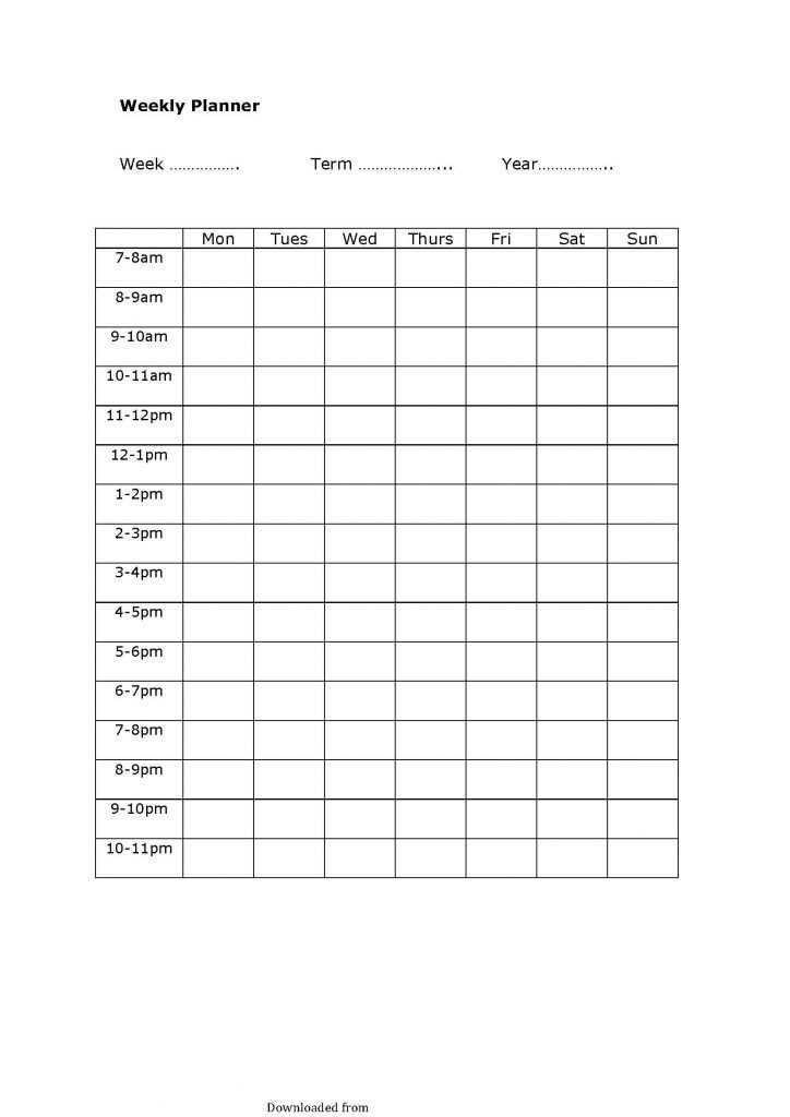 Printable Weekly Planner Template Pdf Format | E
