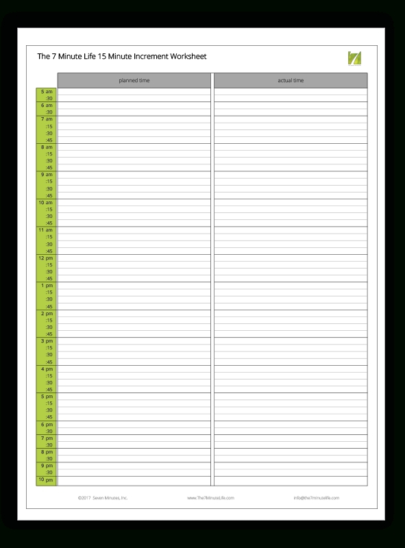 printable weekly schedules with times in 15 min increments