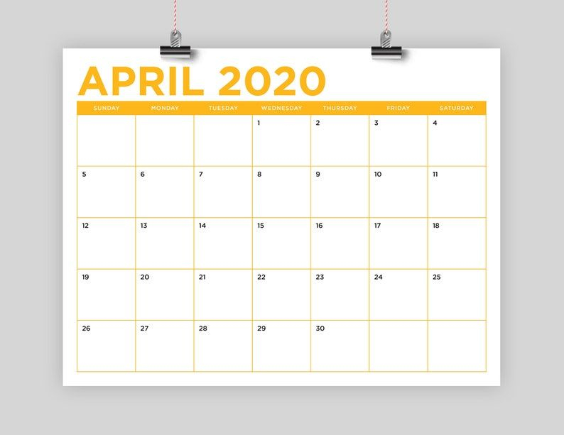 Sale 8 5 X 11 Inch Color 2020 Calendar Template Instant | Etsy