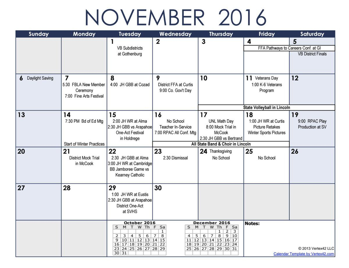 Sv Eagles On Twitter: "november Calendar Subject To