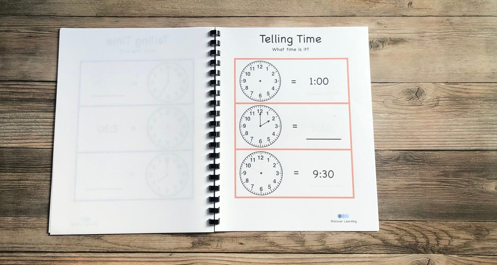 Telling Time Workbook 15 Minute Increments Half Hour And