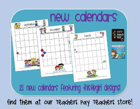 The Teacher's Desk Printable Calendars 2care2teach4kids