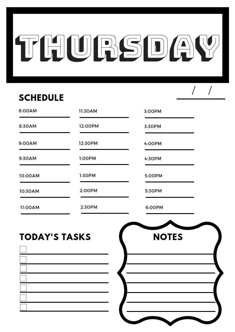 thursday daily planner | daily planner, planner, words