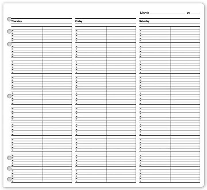 timescan appointment sheets, 2 column, 10 minute intervals