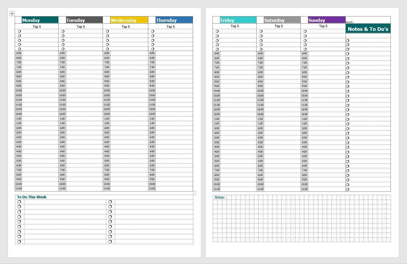 Undated Vertical Weekly Planner Printable Planner Inserts