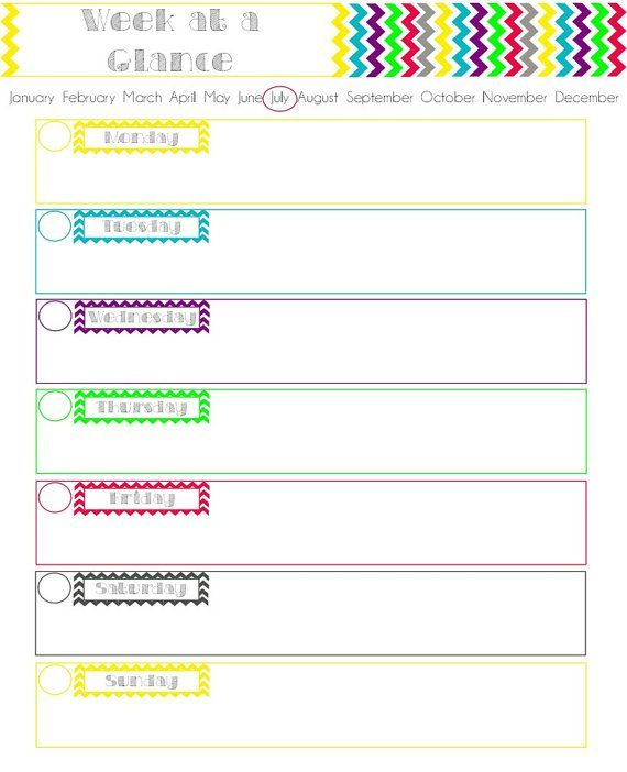 week at a glance printable chevronarodgersdesigns on