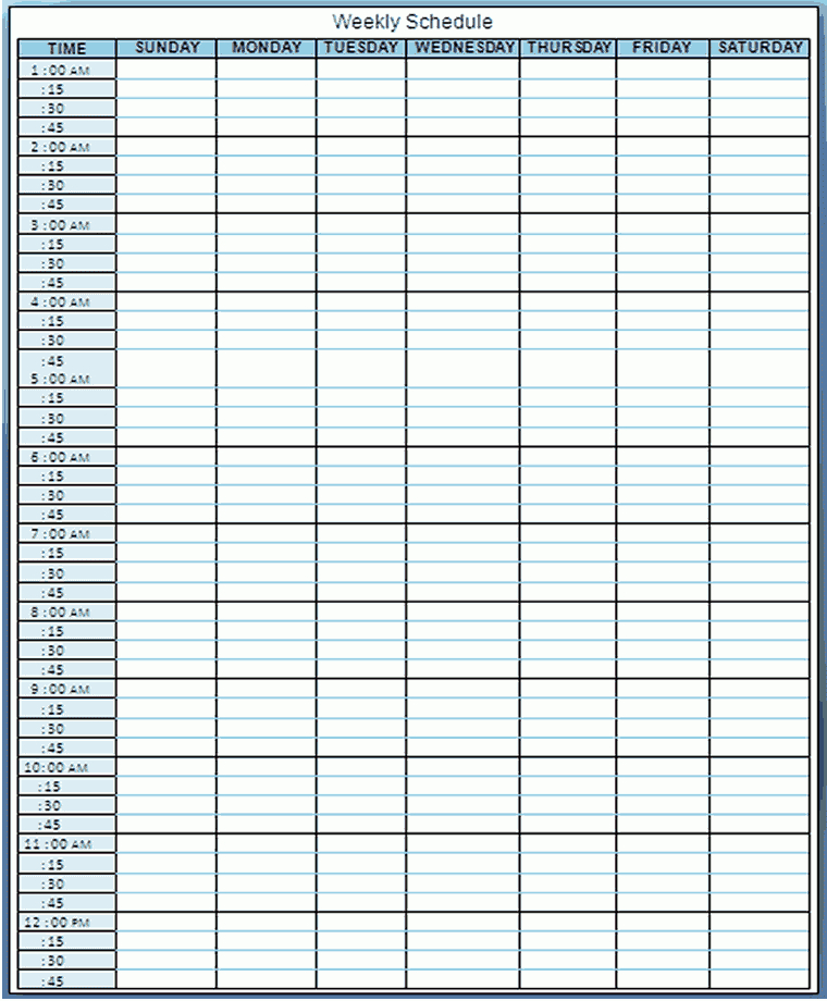 Week Planner 15 Minutes Gif 760×920 Pixels | Excel
