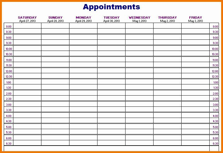 weekly appointment calendar template awesome appointment