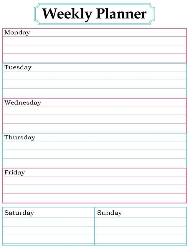 Weekly Blank Calendar Template 4 | Weekly Planner Free