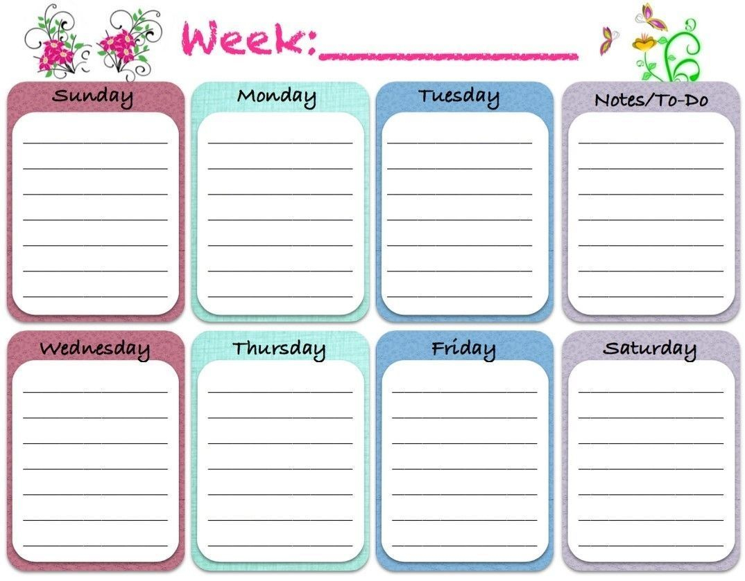 Weekly Blank Calendar Template 5 Free Printable Weekly