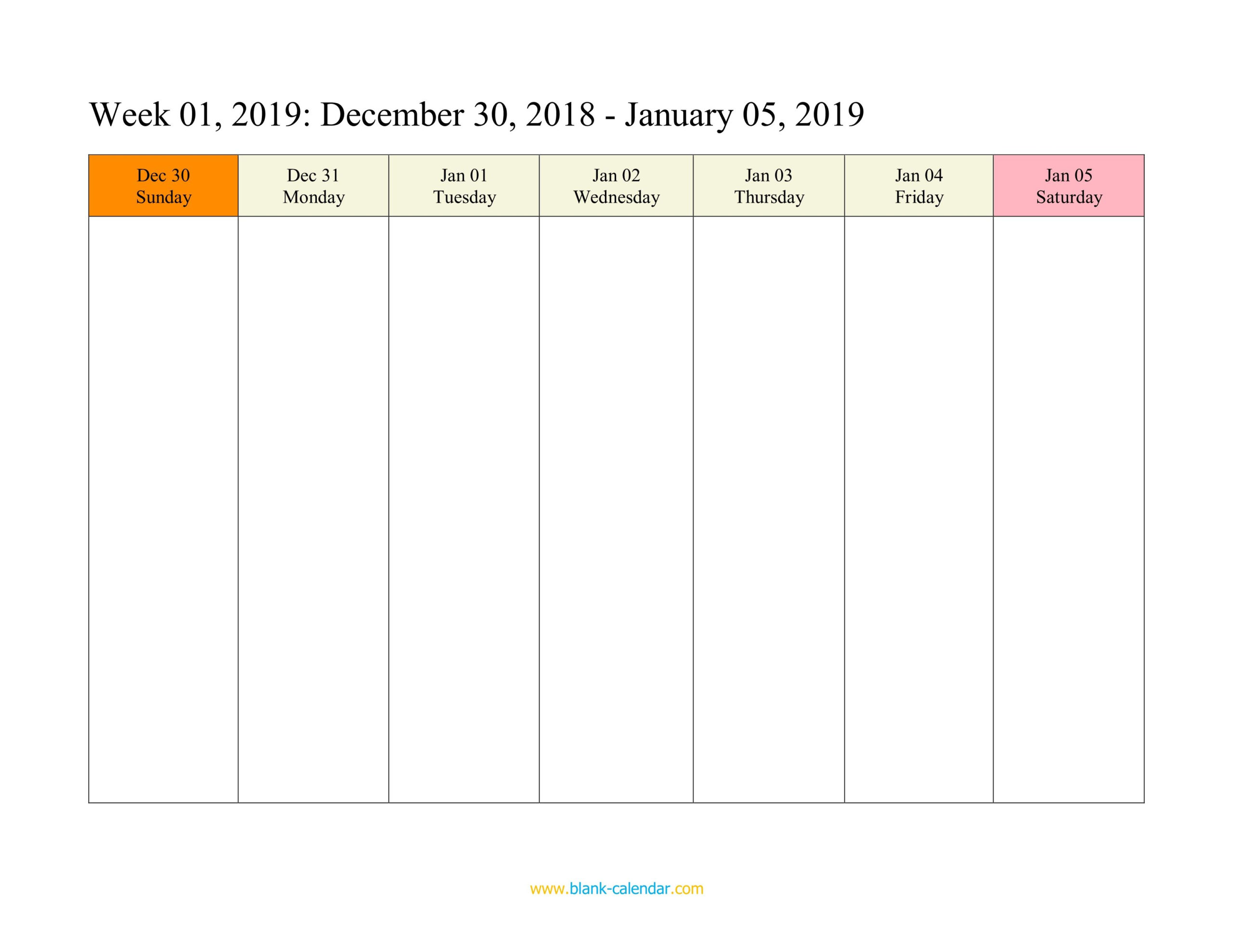 Weekly Calendar 2019 (word, Excel, Pdf)