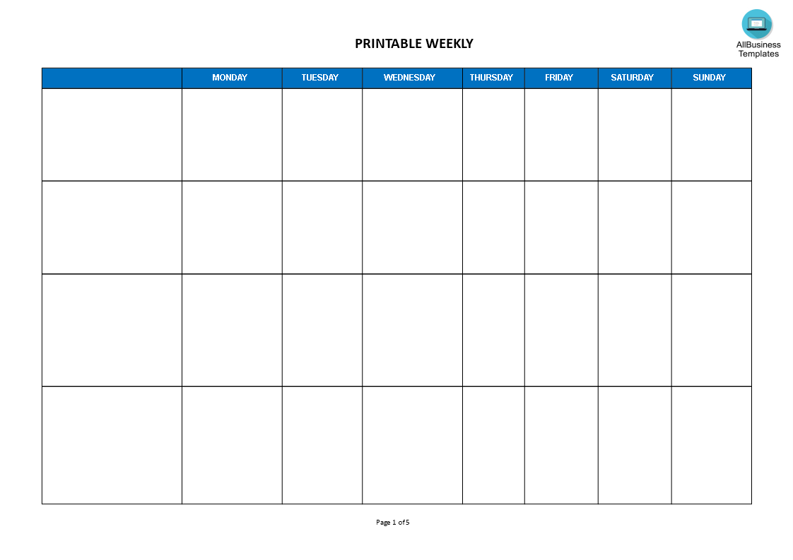 Weekly Calendar Landscape Format | Templates At