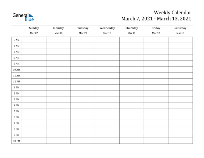 weekly calendar march 7, 2021 to march 13, 2021 (pdf