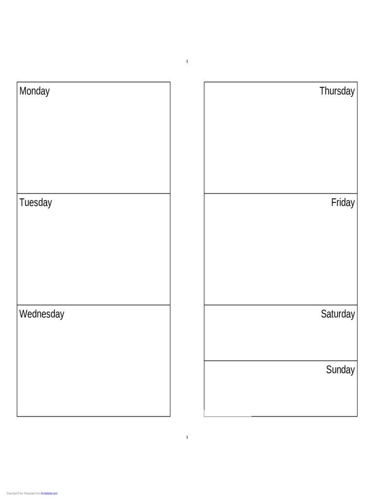 Weekly Calendar (monday Sunday) Edit, Fill, Sign Online