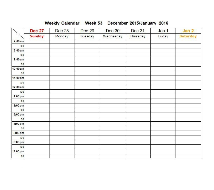 Weekly Calendar Template Pdf Calendar Printable Week