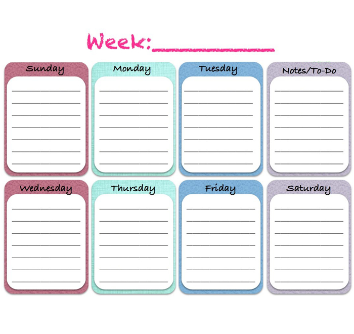 weekly calendar template word