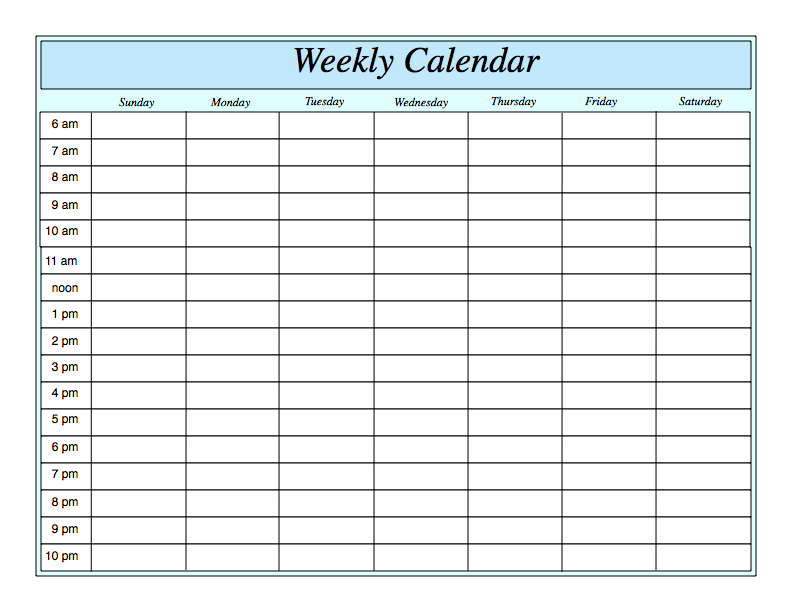 Weekly Calendar With Hours Printable | Weekly Planner