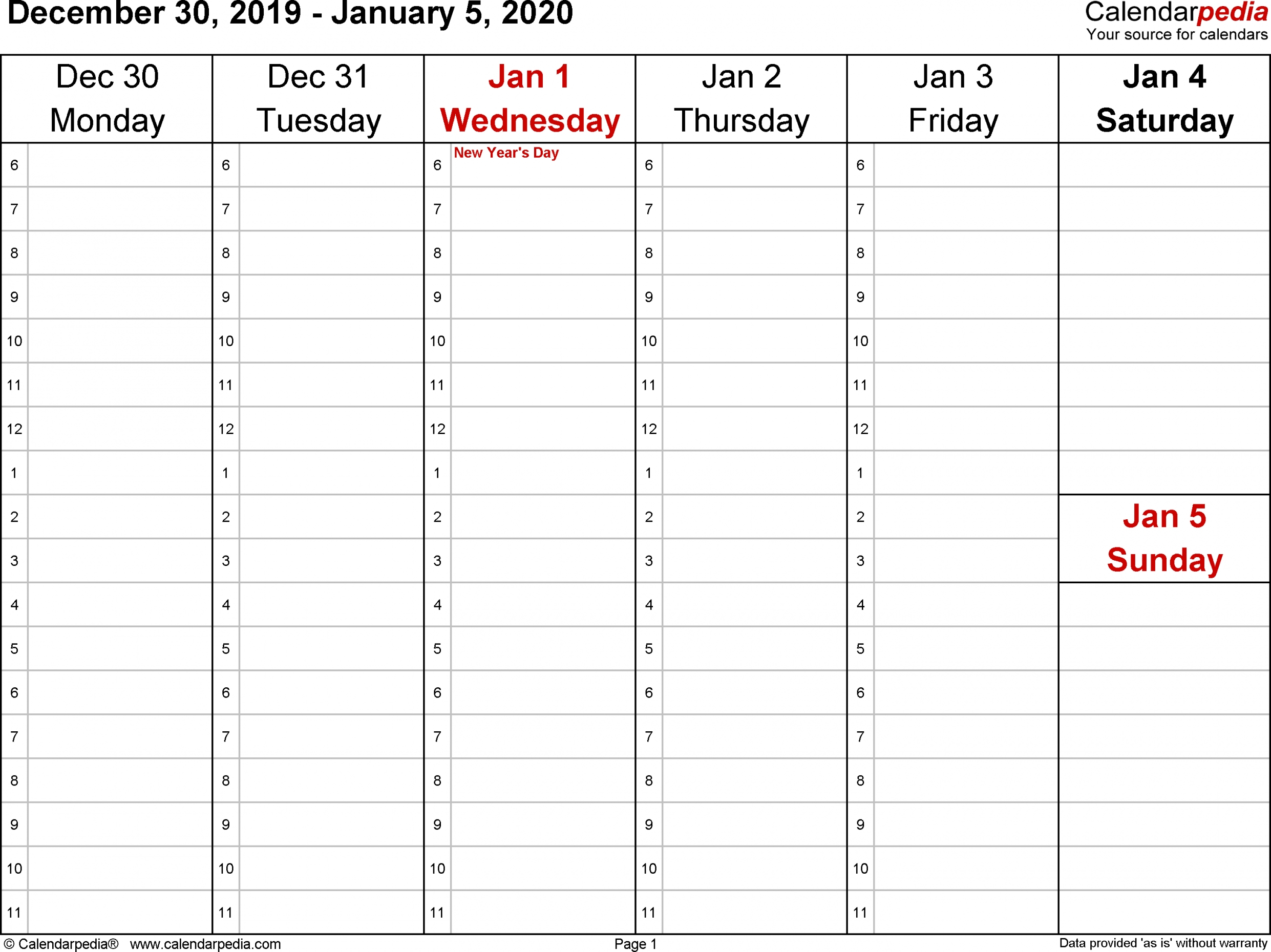 Weekly Printable Calendar 2020 | Free Letter Templates