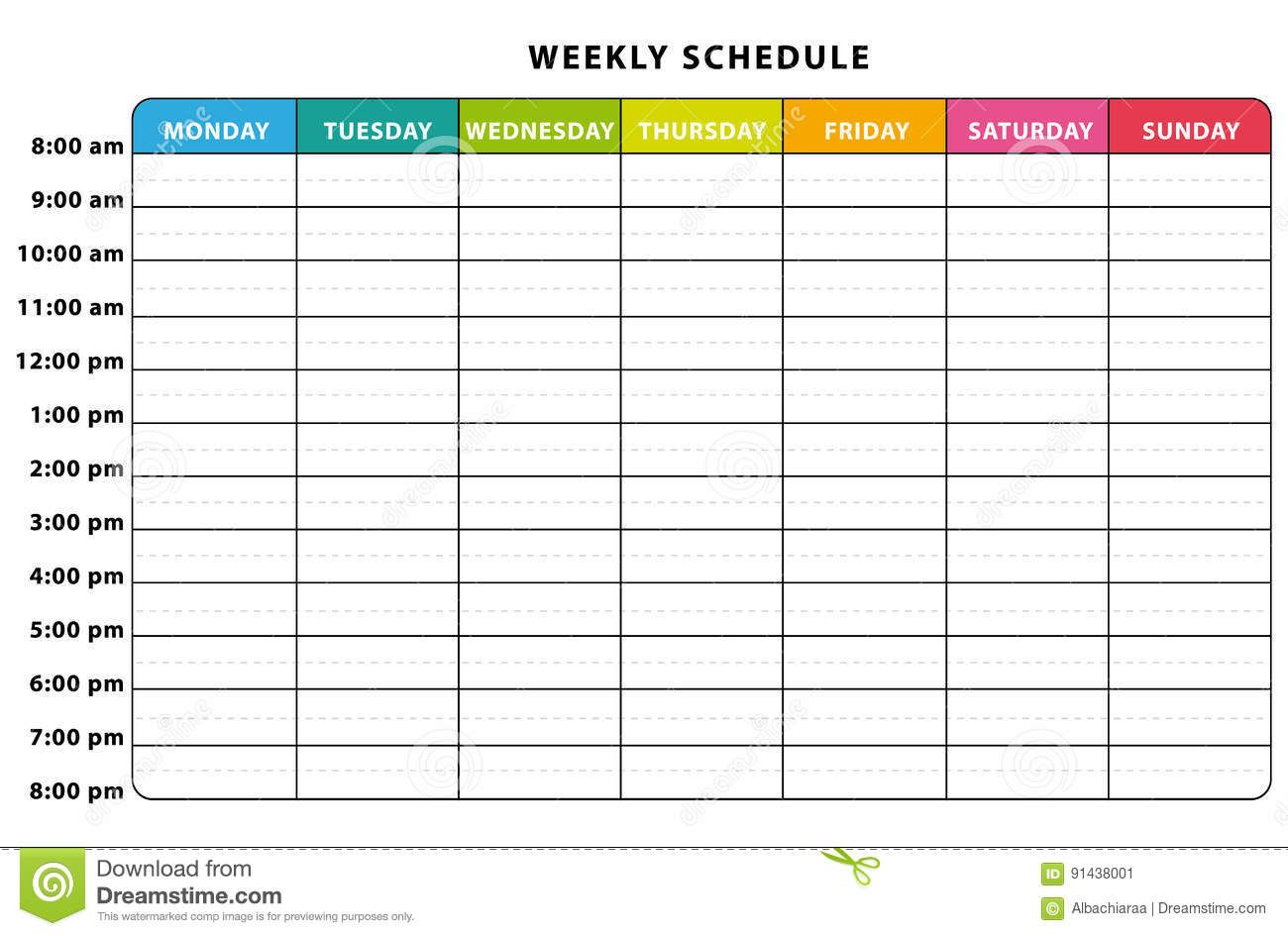Weekly Schedule Stock Vector Illustration Of Graph