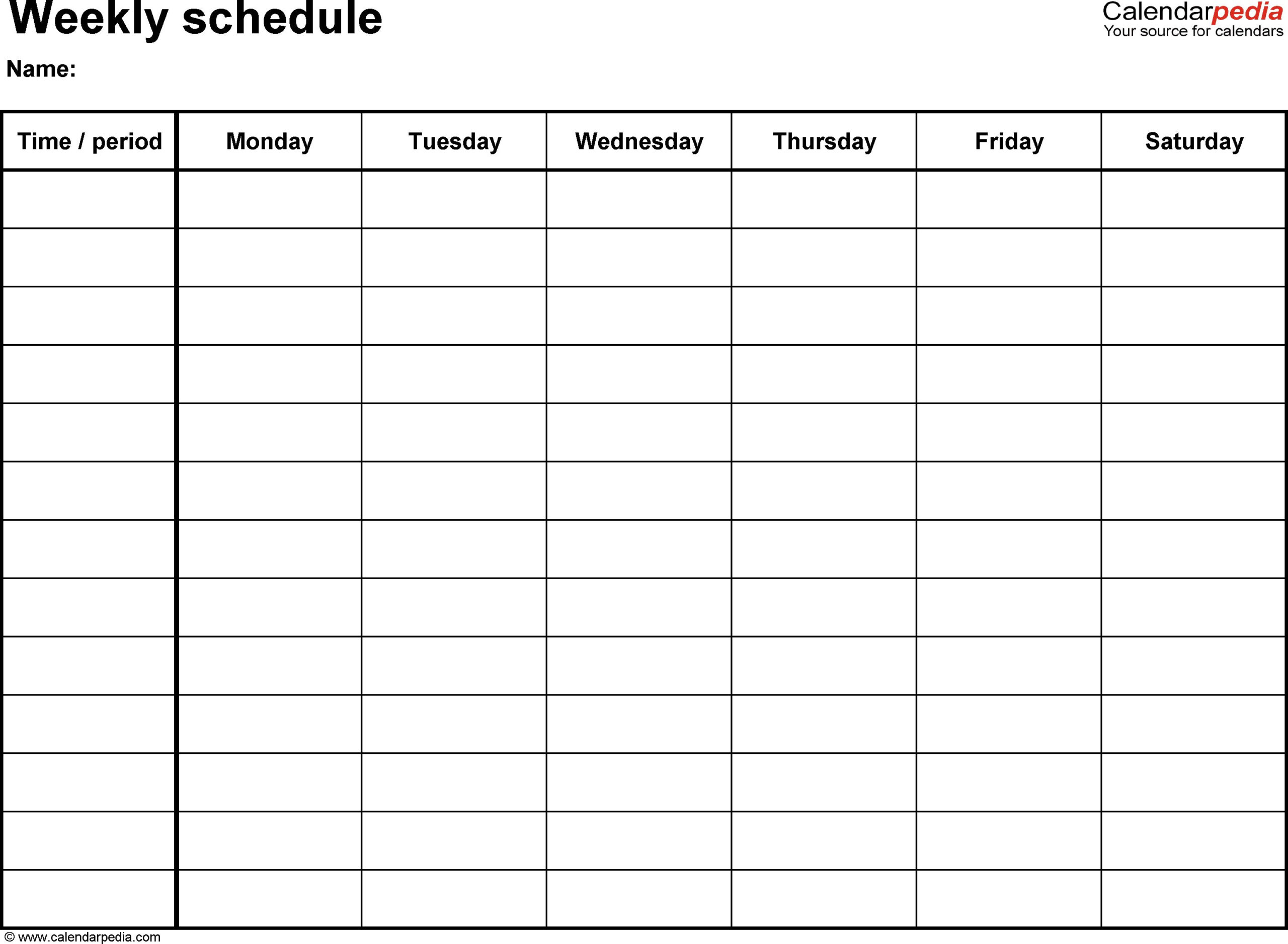 weekly schedule template printable printable schedule