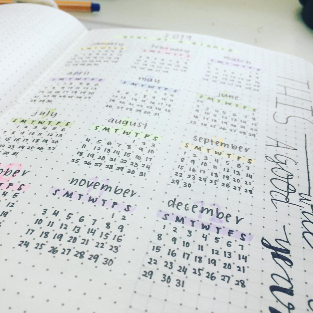 Yearly Calendar Bullet Journal