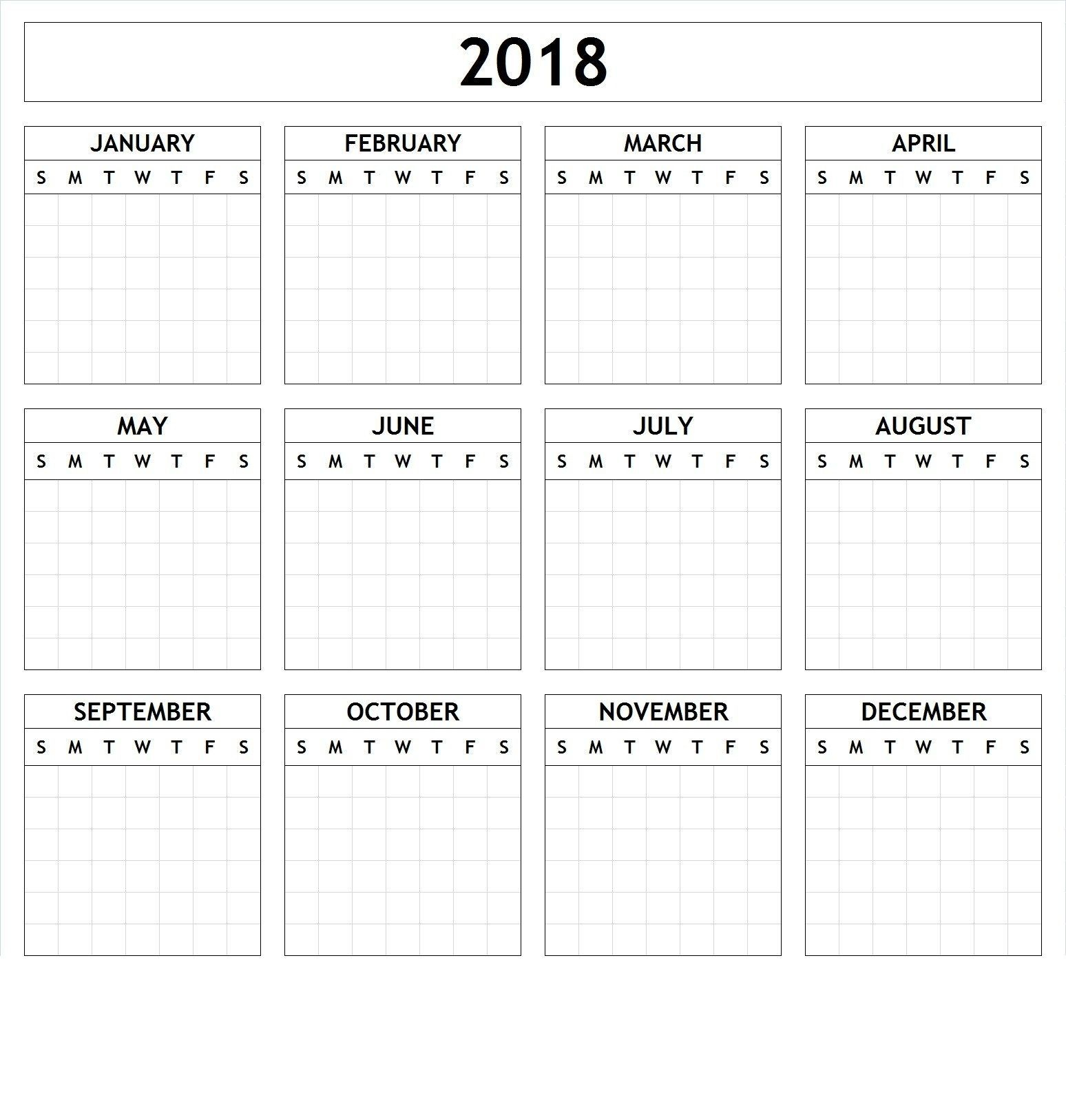 yearly calendar template large print | yearly calendar