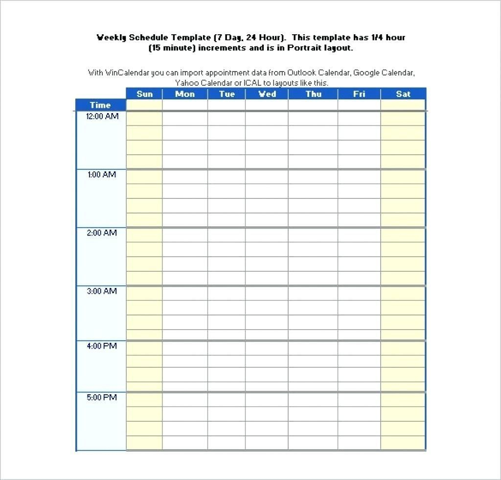 7 day 24 hour calendar template | schedule template, day planner