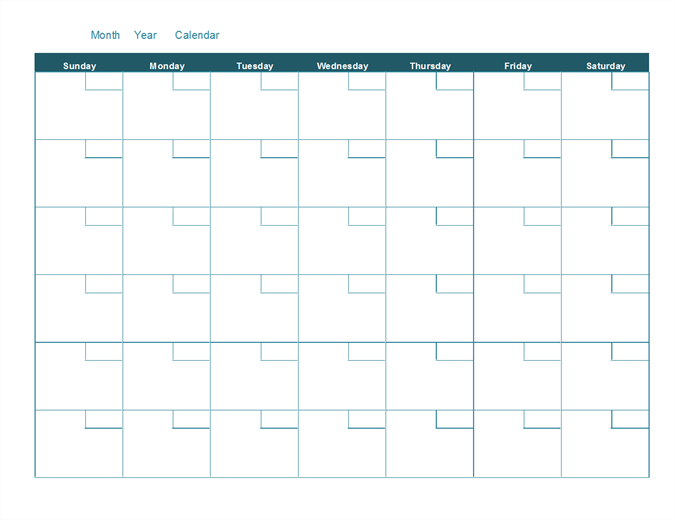 blank monthly calendar