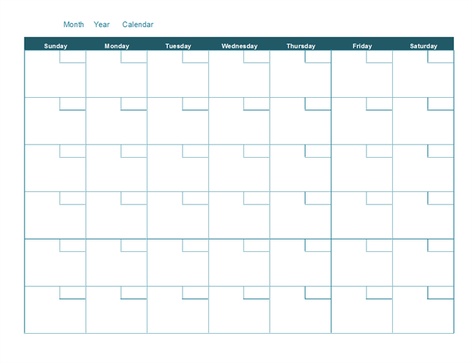 Blank Monthly Calendar