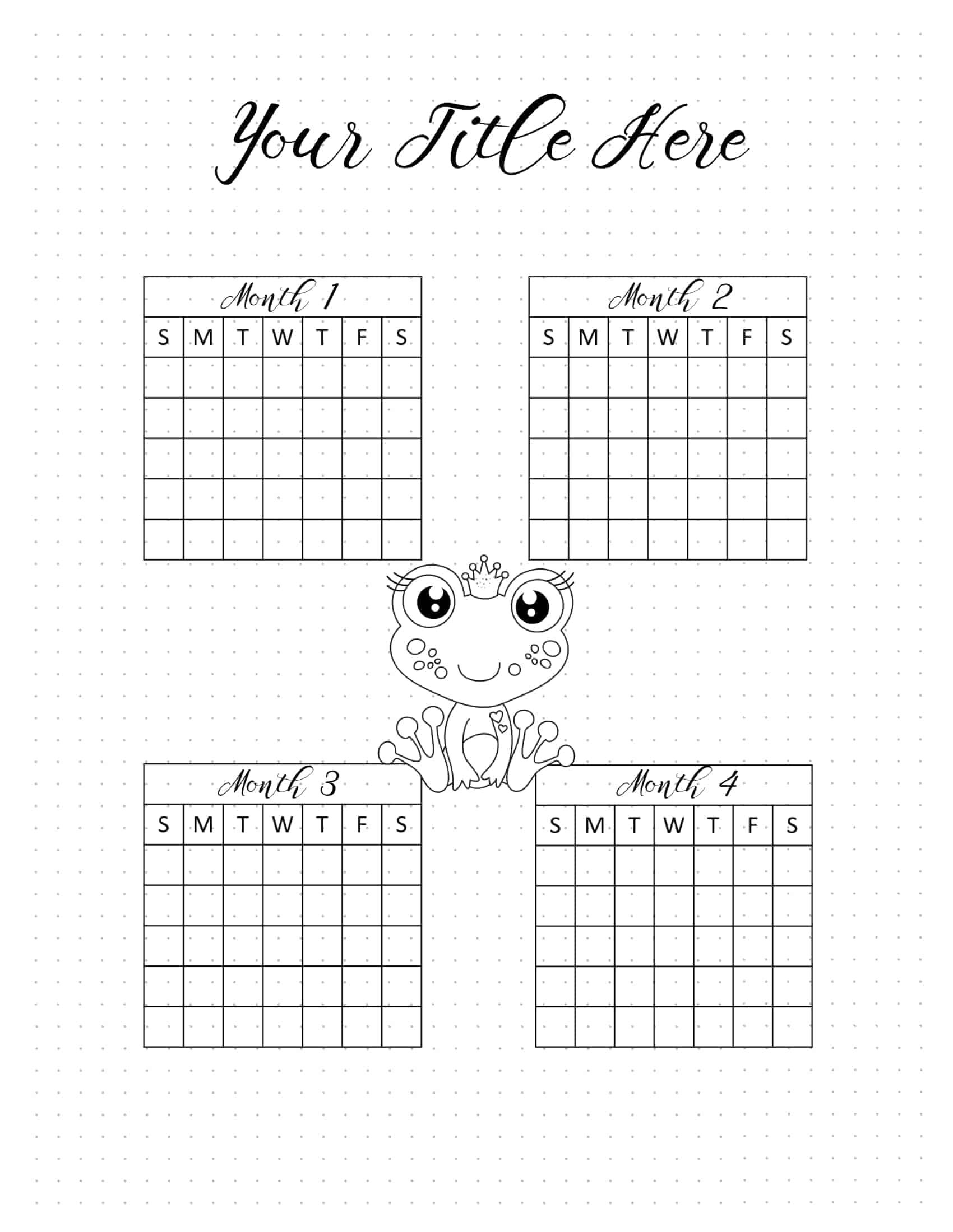 bullet journal calendar | free customizable printable