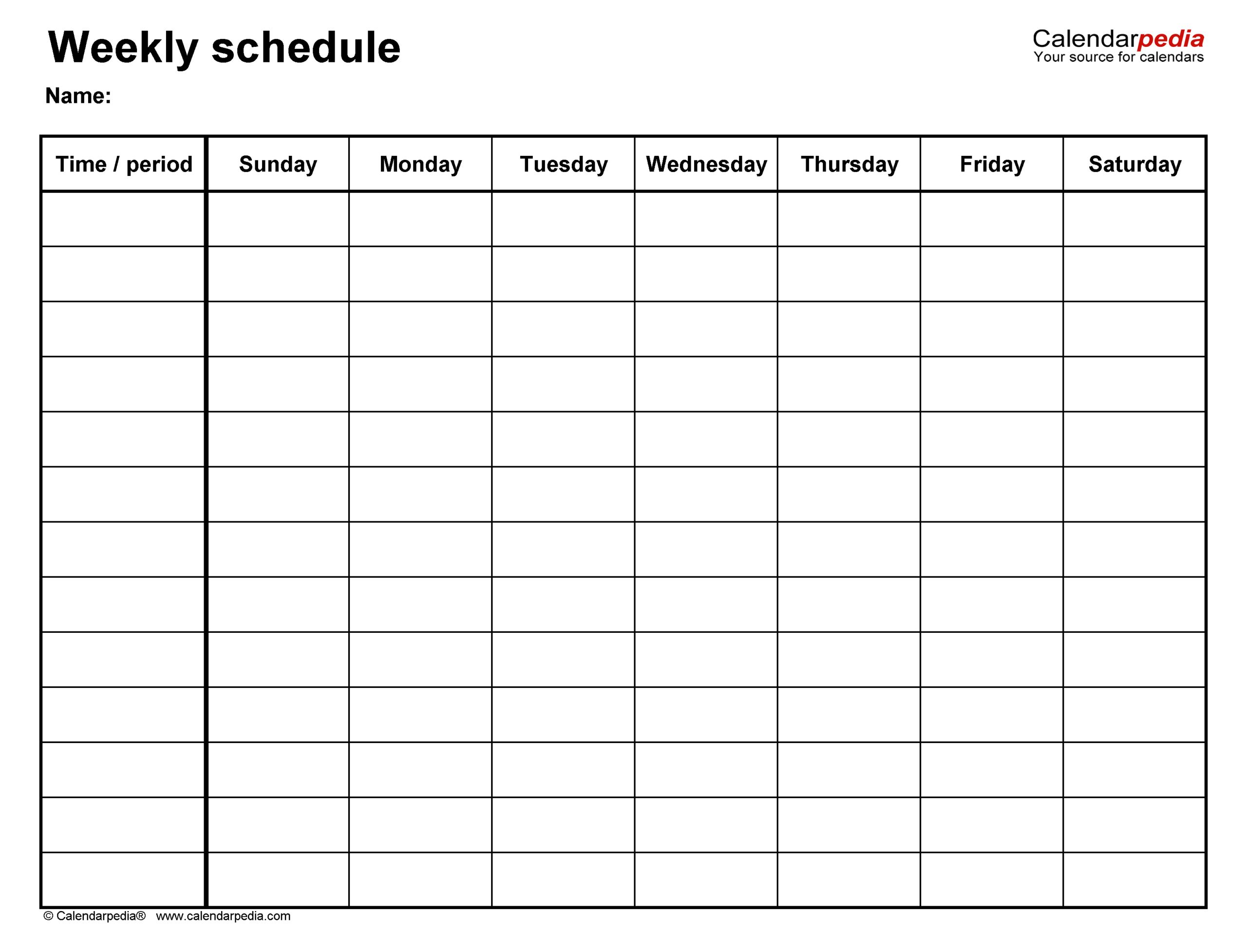 Carolina: 7 Day Printable Weekly Calendar Template