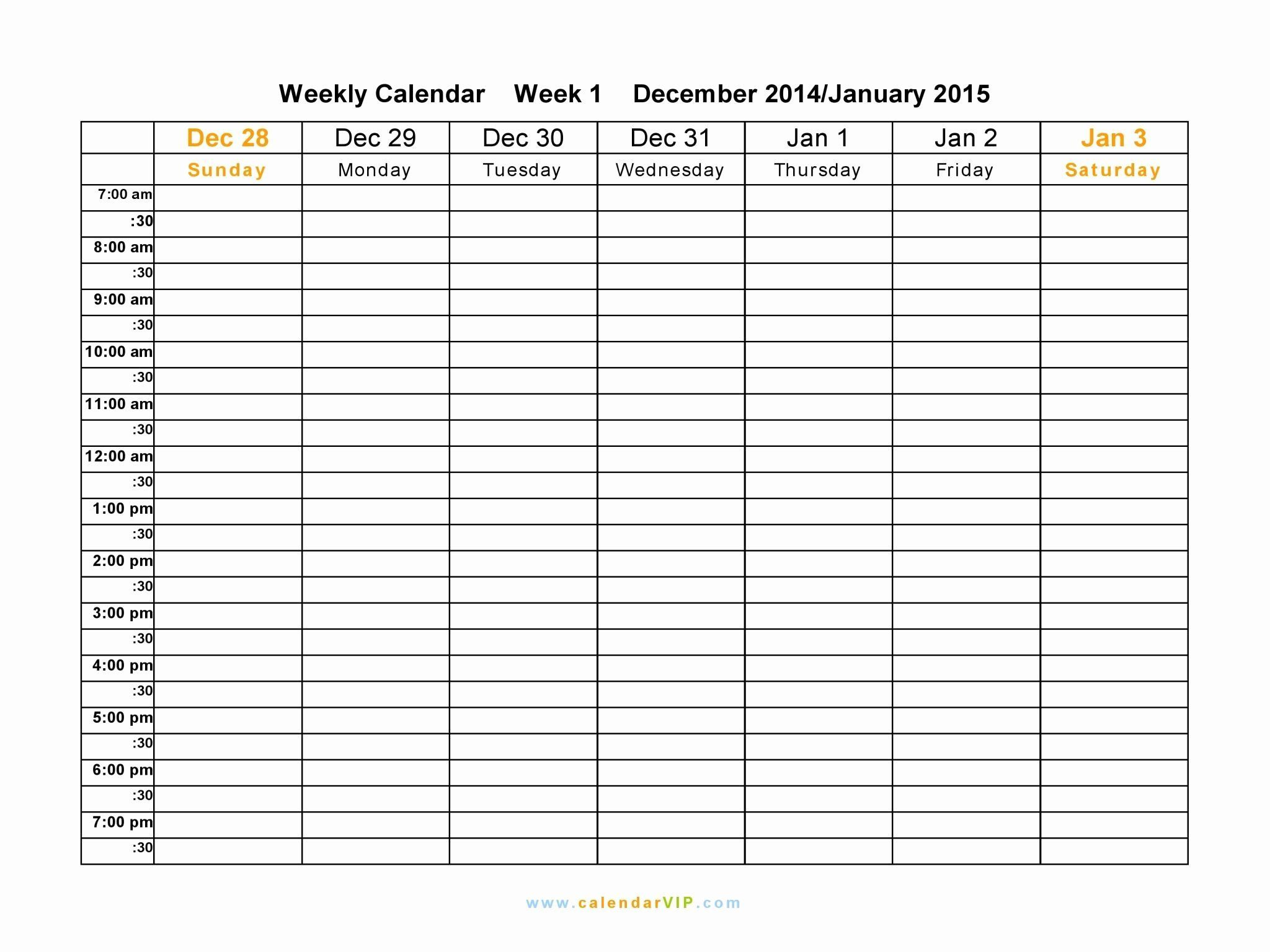 Daily Schedule Template Printable Fresh Free Printable Weekly Calendar