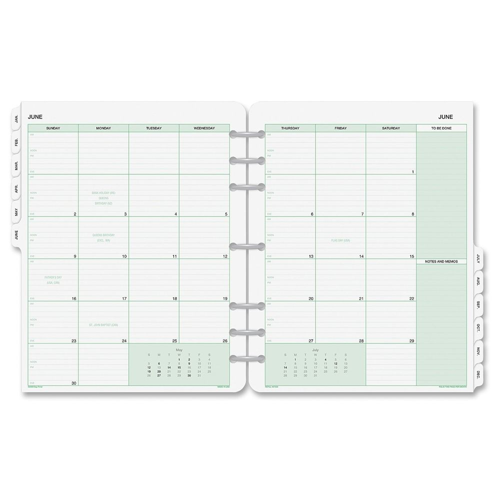 Day Timer Monthly Calendar Refill Julian Monthly 1 Year January