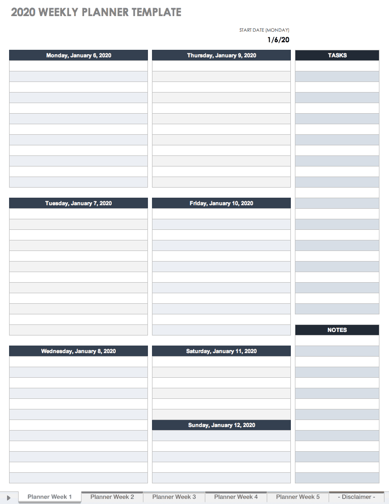 Free Blank Calendar Templates Smartsheet