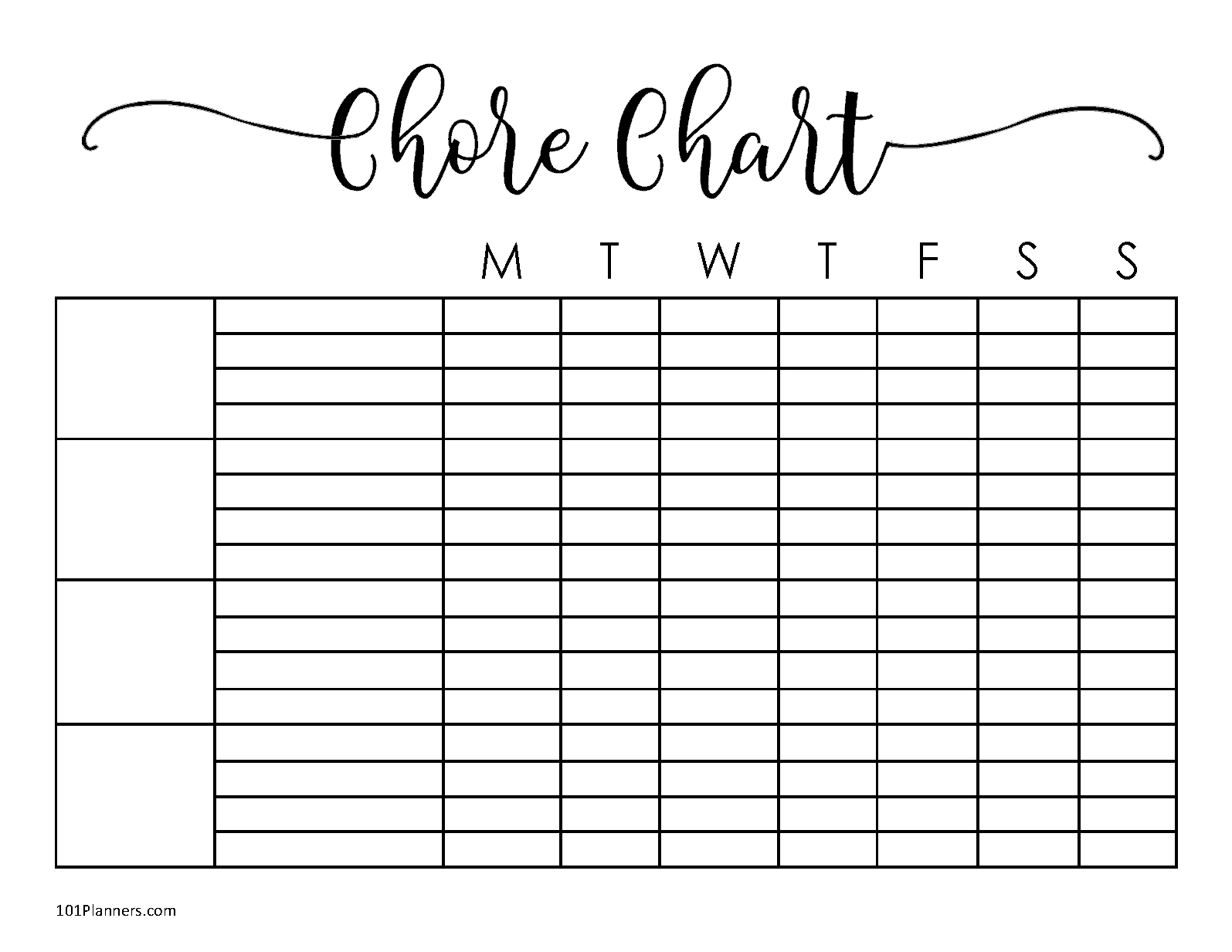 free chore chart template | 101 different designs