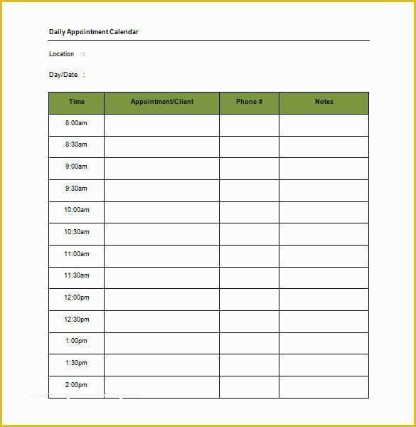 Free Scheduling Calendar Template Of Appointment Schedule Template 15