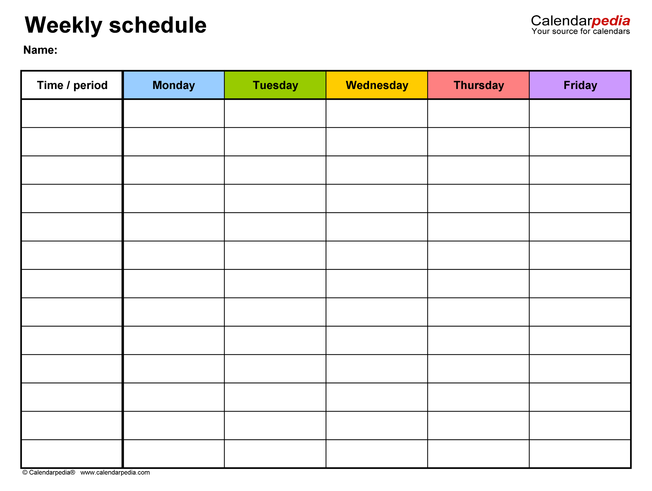 Free Weekly Schedules For Excel 18 Templates