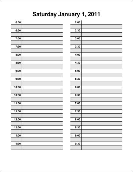 Hourly Planner Page Printable Calendar | Weekly Planner