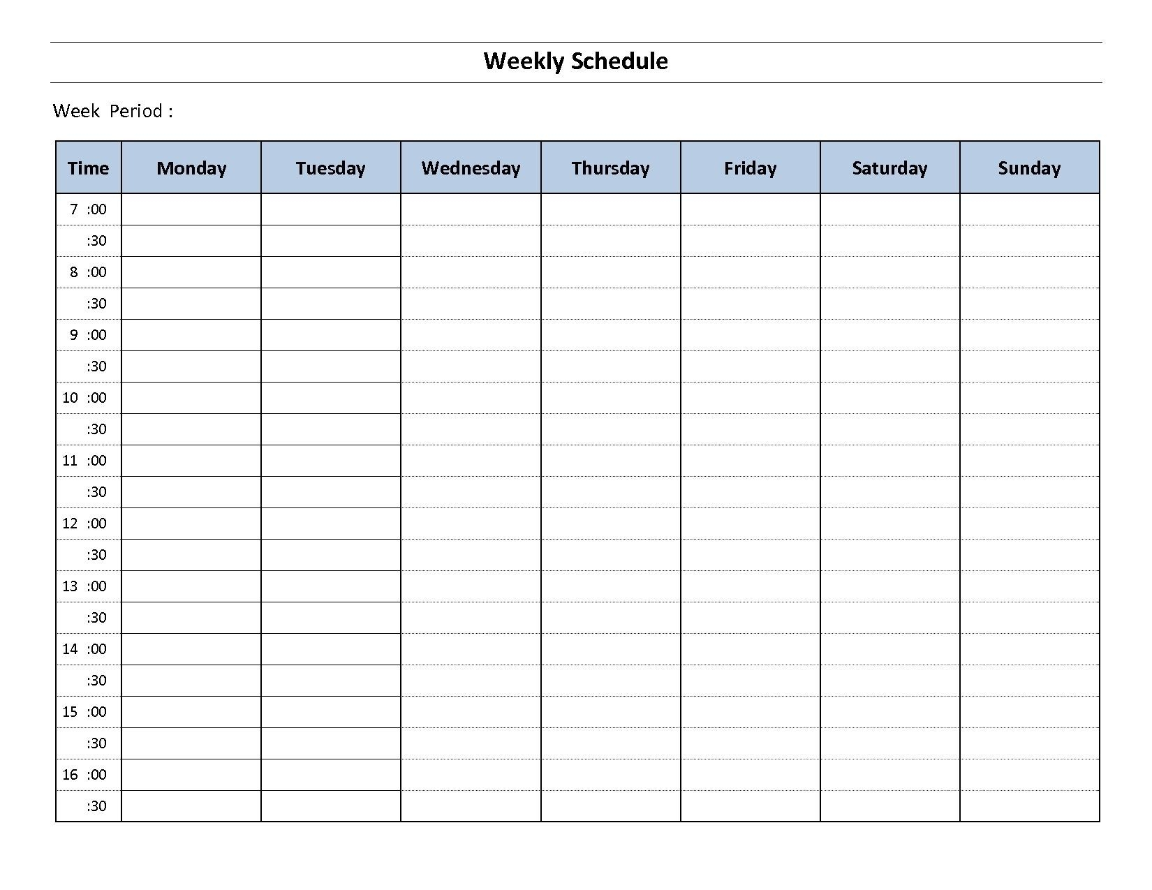 Impressive Monday Through Friday Blank Calendar | Weekly Schedule