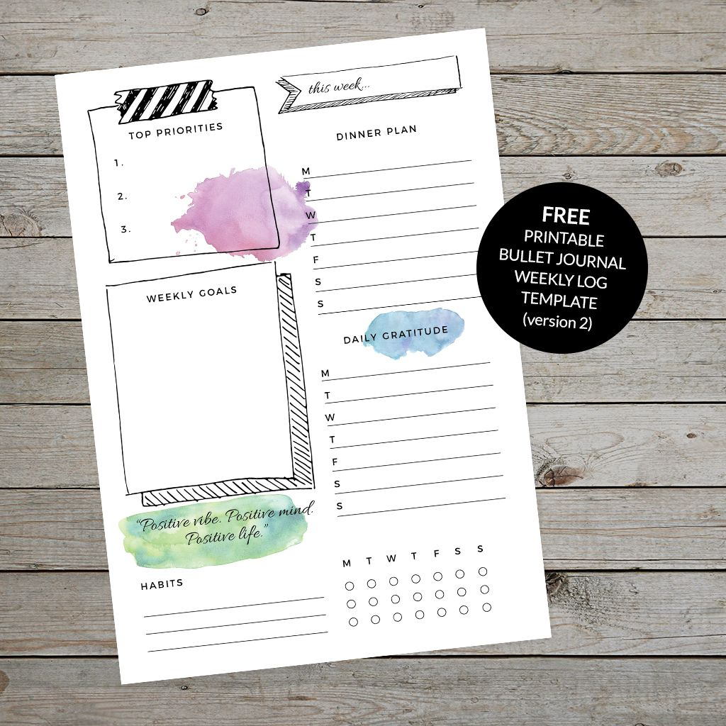 organise your week with a bullet journal weekly log free template