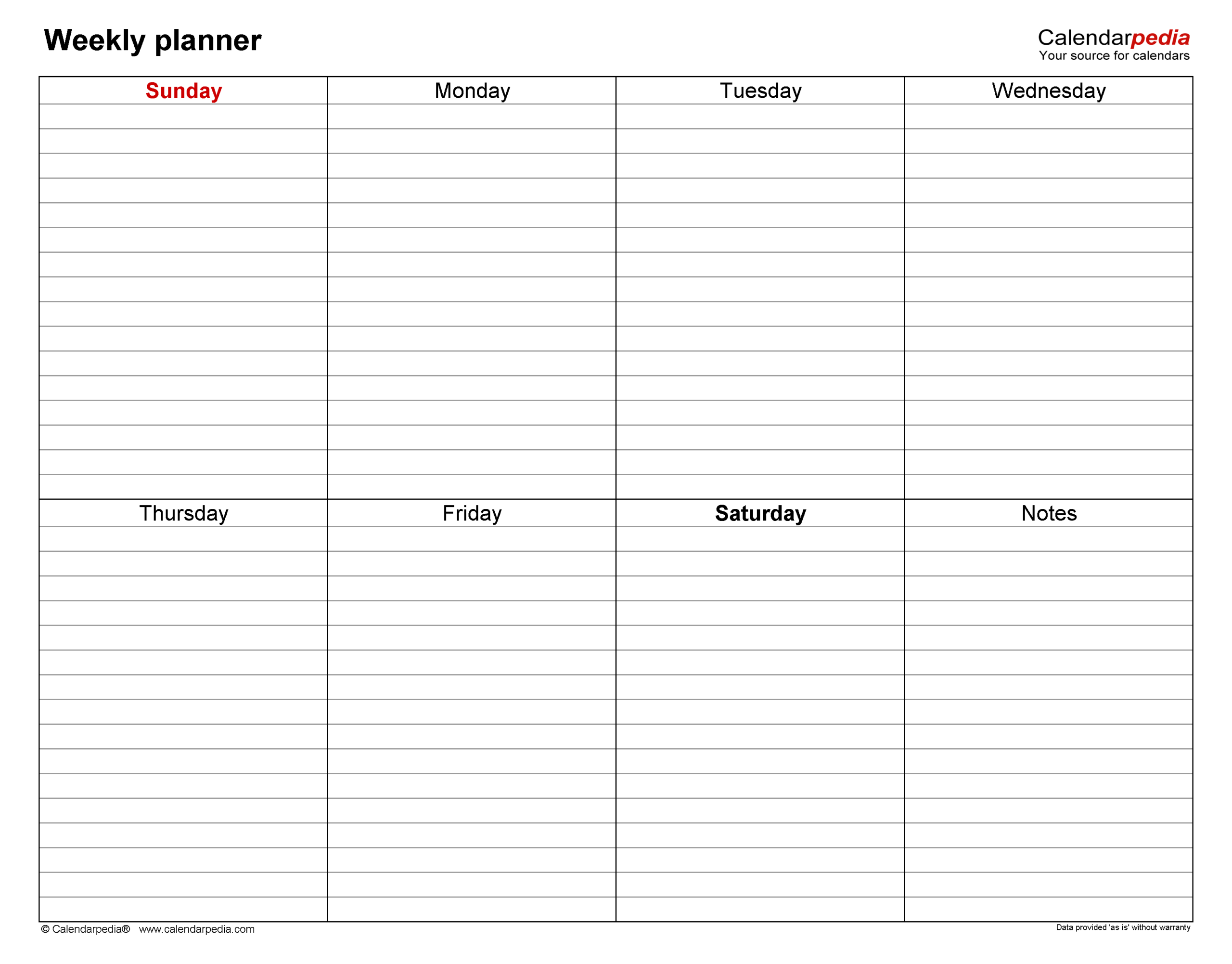 pdf printable 7 day weekly planner template : free printable weekly