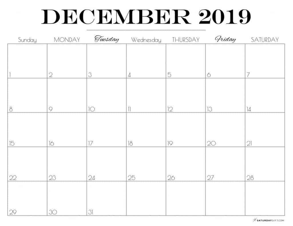Printable December 2019 Calendar {free & Pretty Printables}