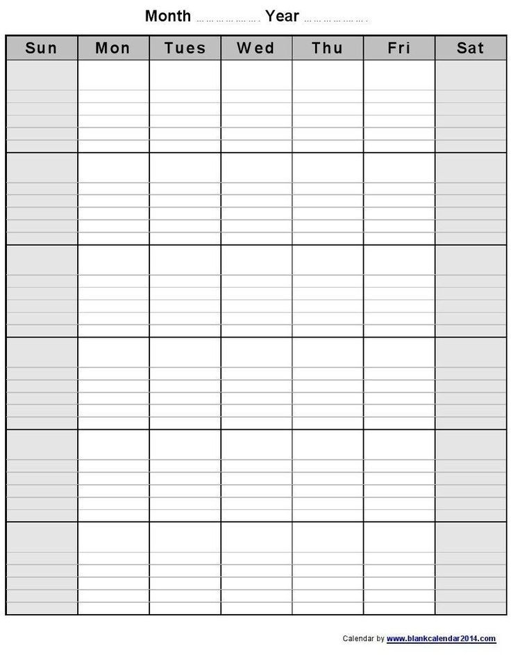 Universal Blank Monthly Calendar With Lines | Blank Monthly Calendar