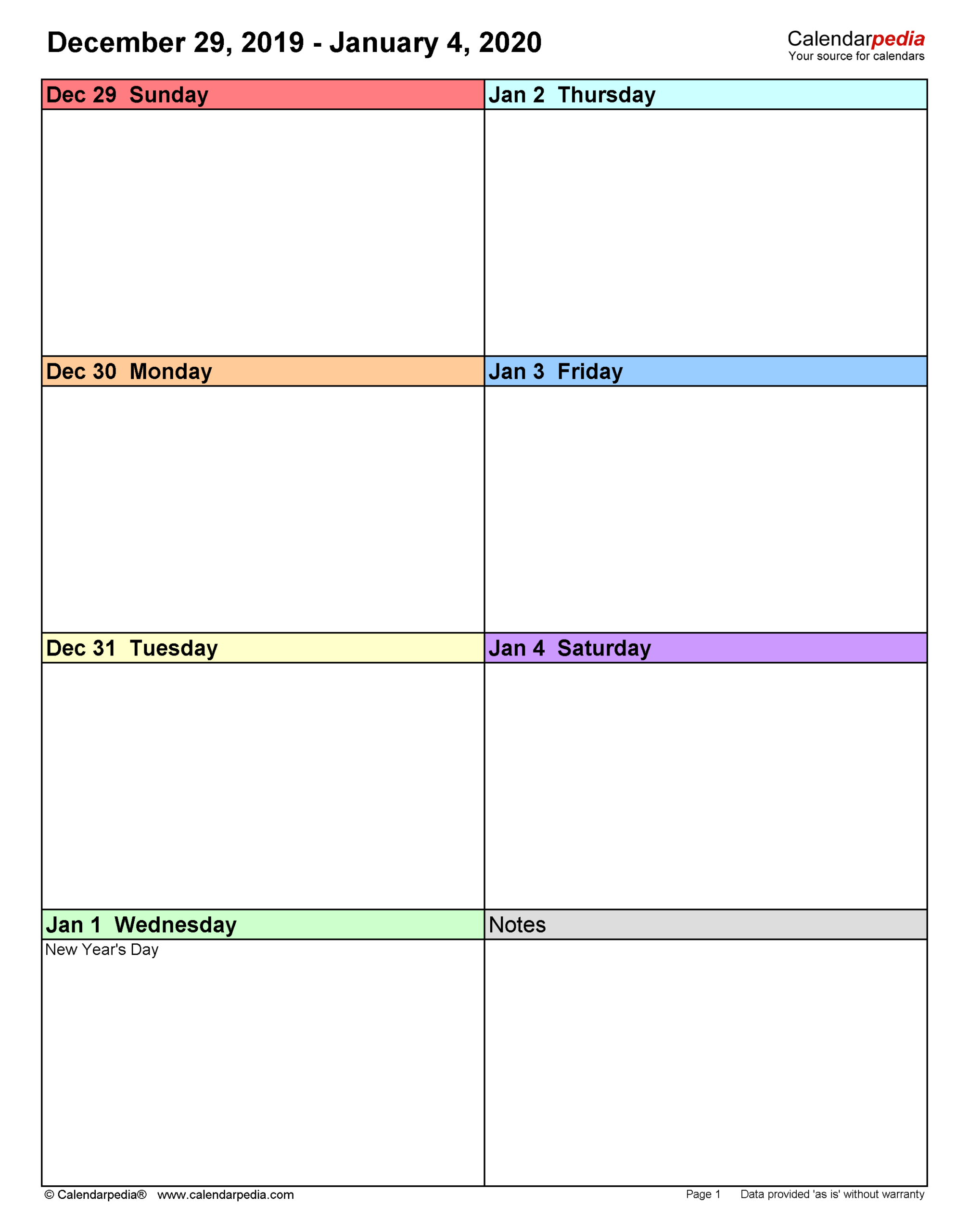 Weekly Calendars 2020 For Word 12 Free Printable Templates