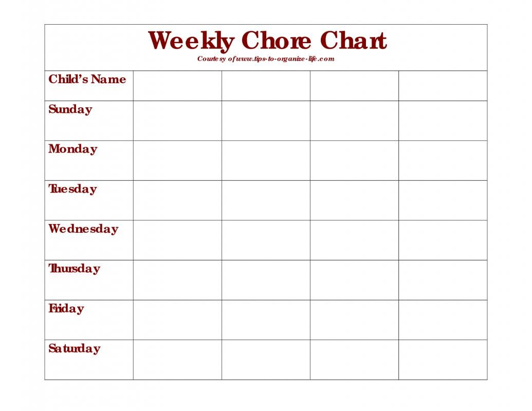 Weekly Chore Chart Template | Template Business
