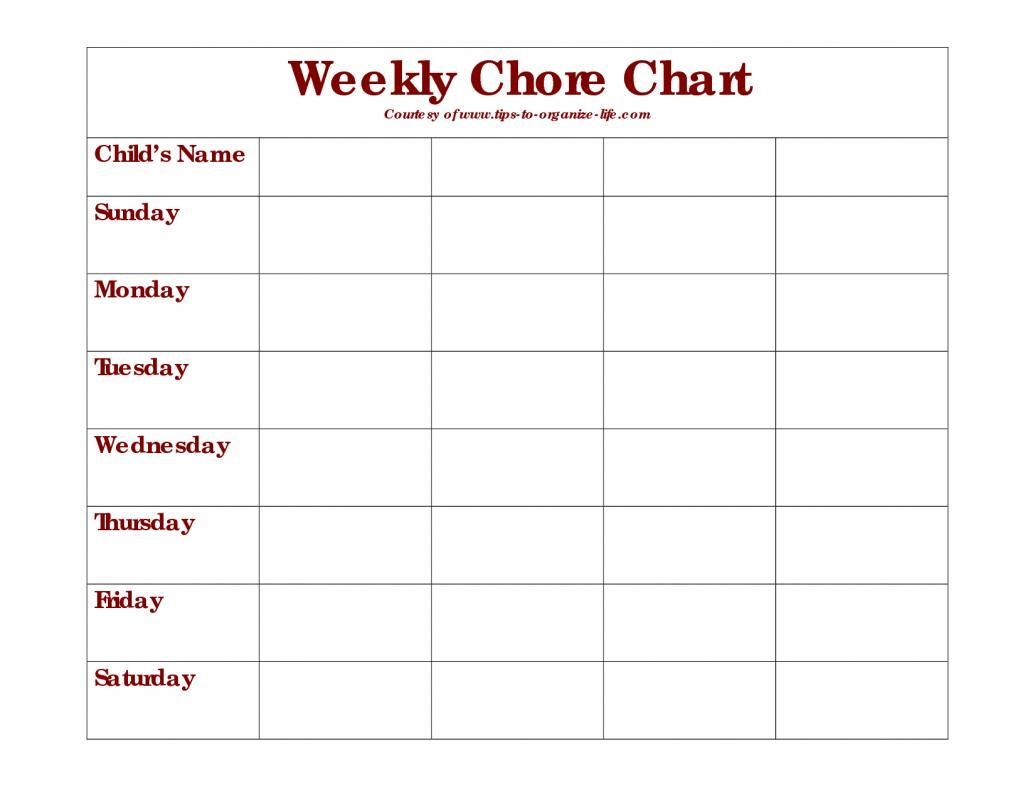 weekly chore chart template | template business