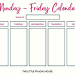 Free Printable Calendar: Monday Through Friday (4 Weekly Color Options)